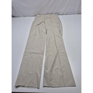 VTG Majer Dress Pants Mens 32x36 Beige Striped Flat Front Straight Unhemmed USA
